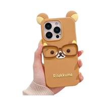 Capa De Telefone De Silicone Macia Com Óculos De Urso Fofo Para iPhone 17 16 15 14 13 12 11 7 8 SE 4