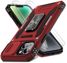 Capa de telefone DEERLAMN para iPhone 13/14 6.1" com capa de câmera vermelha
