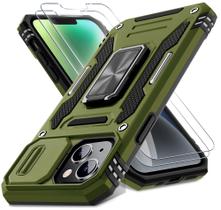 Capa de telefone DEERLAMN para iPhone 13/14 de 6,1 polegadas com capa de câmera e 2 protetores de tela