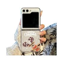 Capa De Telefone Dobrável Em PC Duro Transparente Com Tema De Boneco De Neve E Alce Para Samsung