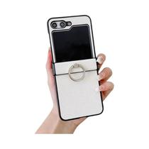 Capa De Telefone Em Couro Com Padrão De Lichia Para Samsung Galaxy Z Flip 7 6 5 4 3 Flip6 Flip5