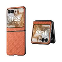 Capa De Telefone Em Couro PU Com Padrão De Fibra De Carbono Para Motorola Razr 50 Ultra 40,