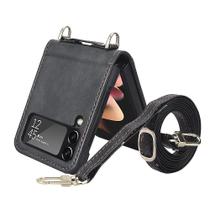 Capa de telefone em material sintético com compartimentos para cartões para Samsung Galaxy Z Flip 3 Capa de telefone em material sintético com compartimentos para cartões para Samsung Galaxy Z Flip 3