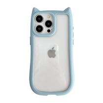 Capa de telefone FLIRACON Cute Cat Ears Clear para iPhone 12 azul Capa de telefone FLIRACON Cute Cat Ears Clear para iPhone 12 azul