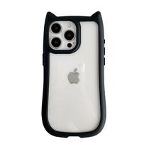 Capa de telefone FLIRACON Cute Cat Ears Clear para iPhone 12 preta Capa de telefone FLIRACON Cute Cat Ears Clear para iPhone 12 preta
