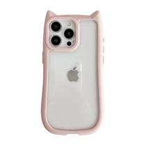 Capa de telefone FLIRACON Cute Cat Ears Clear para iPhone 13 rosa Capa de telefone FLIRACON Cute Cat Ears Clear para iPhone 13 rosa
