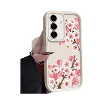 Capa De Telefone Flor De Pêssego Rosa Para Samsung Galaxy A57 A37 A17 A16 A15 A56 A55 A54 S26 S23