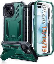 Capa de telefone FNTCASE para iPhone 15, grau militar, verde de 6,1 polegadas