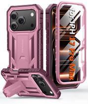 Capa de telefone FNTCASE para iPhone 17 Pro Max com suporte rosa rosa Capa de telefone FNTCASE para iPhone 17 Pro Max com suporte rosa rosa