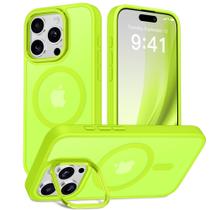 Capa de telefone GolbinBox para iPhone 15 Pro com verde fluorescente Magsafe
