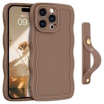 Capa de telefone GUAGUA iPhone 15 Pro Max 6,7" com pulseira marrom Capa de telefone GUAGUA iPhone 15 Pro Max 6,7" com pulseira marrom
