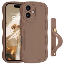 Capa de telefone GUAGUA iPhone 16 6.1" Brown Wave Strap