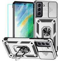 Capa de telefone HNHYGETE Samsung S21 FE prata à prova de choque