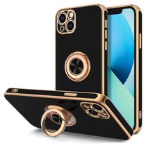 Capa de telefone Hython para iPhone 13 de 6,1 polegadas com suporte de anel preta