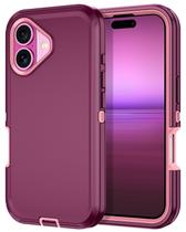 Capa de telefone I-HONVA para iPhone 16 Plus à prova de choque roxa/rosa