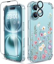 Capa de telefone ilnehc para iPhone 16 6.1 com protetor de tela e lente Capa de telefone ilnehc para iPhone 16 6.1 com protetor de tela e lente