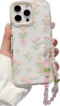 Capa de telefone JANDM para iPhone 16 Pro Max com alça de flores