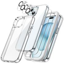Capa de telefone JeTech 5 em 1 para iPhone 15 de 6,1 polegadas com protetores Capa de telefone JeTech 5 em 1 para iPhone 15 de 6,1 polegadas com protetores