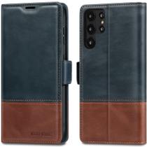 Capa de telefone KeziHome RFID de couro genuíno para Galaxy S22 Ultra