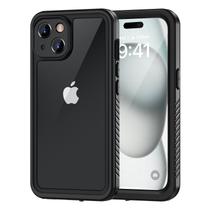 Capa de telefone Lanhiem para iPhone 15 Plus impermeável preta