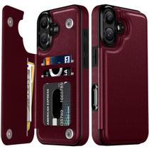 Capa de telefone LETO para iPhone 16 Wallet Flip Folio Leather Wine Capa de telefone LETO para iPhone 16 Wallet Flip Folio Leather Wine