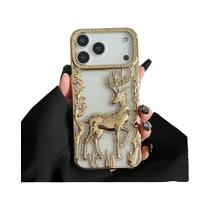 Capa De Telefone Luxuosa 3D Com Glitter Fosco Em Forma De Cervo Para iPhone 17 16 15 14 13 12 pro Capa De Telefone Luxuosa 3D Com Glitter Fosco Em Forma De Cervo Para iPhone 17 16 15 14 13 12 pro