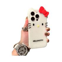 Capa de telefone macia de silicone Kitty Cat simples para iPhone 11 12 13 14 15 16 17 Pro Max