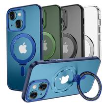 Capa de telefone MAGIC JOHN para iPhone 13/14 (6,1") com suporte azul