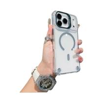 Capa De Telefone Magnética Transparente Compatível Com Magsafe Com Suporte Metálico E Protetor De
