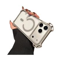 Capa De Telefone Magsafe Armor Luxuosa E Resistente a Impactos Com Cantos Transparentes Para iPhone