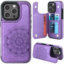 Capa de telefone MMHUO para iPhone 16 Pro Wallet com porta-cartões roxa Capa de telefone MMHUO para iPhone 16 Pro Wallet com porta-cartões roxa