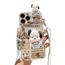 Capa de telefone MOIWOAOE Kawaii de silicone para iPhone 11 Pro com cordão Capa de telefone MOIWOAOE Kawaii de silicone para iPhone 11 Pro com cordão