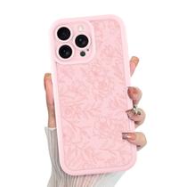 Capa de telefone MZELQ para iPhone 15 Pro Max Silicone Floral Rosa