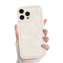 Capa de telefone MZELQ para iPhone 15 Pro Max Silicone Floral White