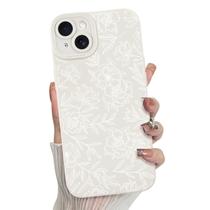 Capa de telefone MZELQ para iPhone 15 Silicone Floral Flower Rose Capa de telefone MZELQ para iPhone 15 Silicone Floral Flower Rose
