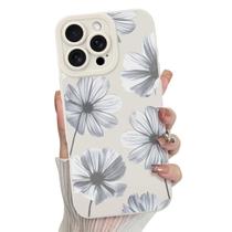 Capa de telefone MZELQ para iPhone 16 Pro com padrão floral de silicone Capa de telefone MZELQ para iPhone 16 Pro com padrão floral de silicone