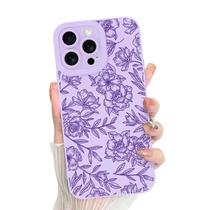 Capa de telefone MZELQ para iPhone 16 Pro Max Silicone Floral Roxa Capa de telefone MZELQ para iPhone 16 Pro Max Silicone Floral Roxa