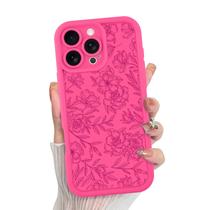 Capa de telefone MZELQ para iPhone 16 Pro Silicone Floral Rosa Choque Capa de telefone MZELQ para iPhone 16 Pro Silicone Floral Rosa Choque