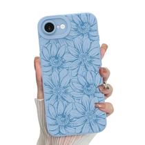 Capa de telefone MZELQ para iPhone 16E com padrão floral preto de silicone