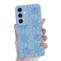 Capa de telefone MZELQ Silicone Azul Floral Samsung Galaxy S24 Capa de telefone MZELQ Silicone Azul Floral Samsung Galaxy S24