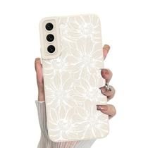 Capa de telefone MZELQ Silicone Branca Floral Samsung Galaxy S22+ Capa de telefone MZELQ Silicone Branca Floral Samsung Galaxy S22+