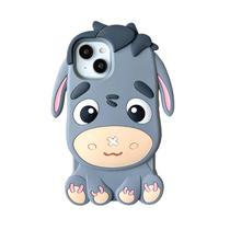 Capa de telefone QokCoahn para iPhone 15 Cute 3D Kawaii Grey Donkey Capa de telefone QokCoahn para iPhone 15 Cute 3D Kawaii Grey Donkey