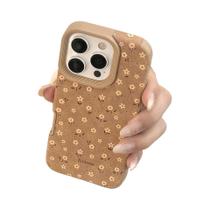 Capa De Telefone Retro Com Textura De Camurça Amarela Para iPhone 16 15 14 13 12 11 pro Max, Capa À