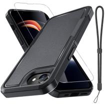 Capa de telefone RMOCR para iPhone 16E com protetor de tela preto