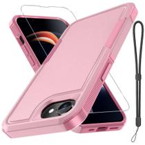 Capa de telefone RMOCR para iPhone 16E com protetor de tela rosa