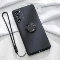 Capa de telefone Silicone Ring Holder Shell para Huawei (preta)