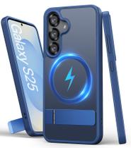 Capa de telefone SIXBOX para Samsung Galaxy S25 com suporte azul Capa de telefone SIXBOX para Samsung Galaxy S25 com suporte azul