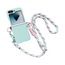 Capa De Telefone Slim Candy Para Samsung Galaxy Z Flip 7 6 5, Capa Fofa Com Alça De Cordão