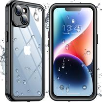 Capa de telefone SPIDERCASE para iPhone 14 impermeável preta/transparente