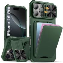 Capa de telefone SSLOTSCASE para iPhone 16 Pro com suporte de cartão verde